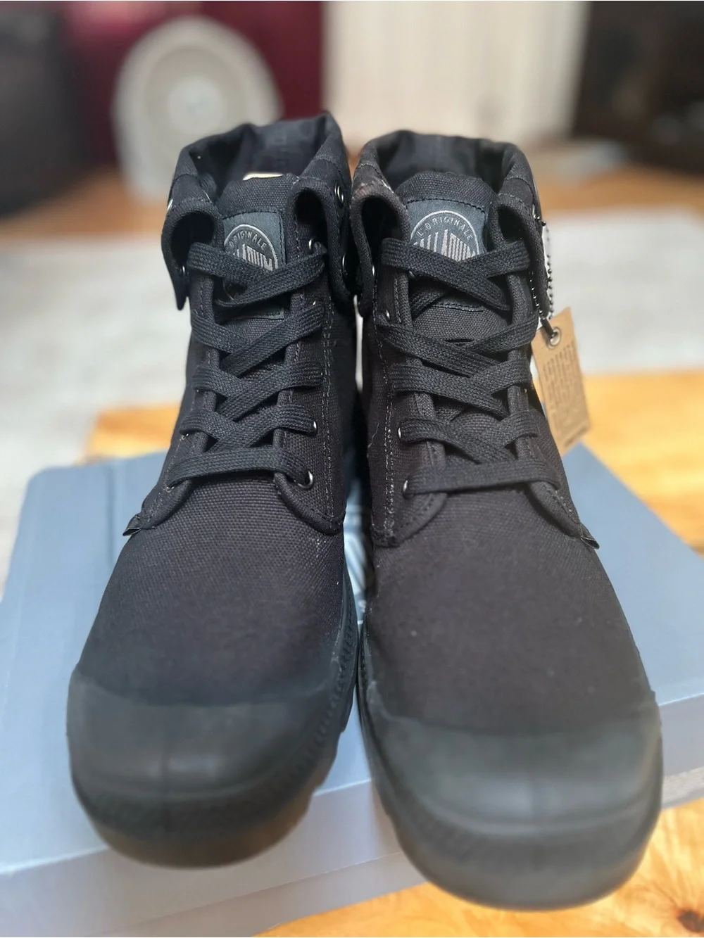 Palladium Black Canvas Fold-Down High-Top Boots